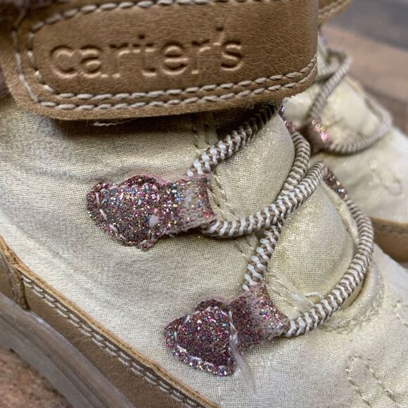 Carters Little Girls Size 7 Sarang Warm Winter Fashion Boots Tan Fur Booties - Picture 9 of 11